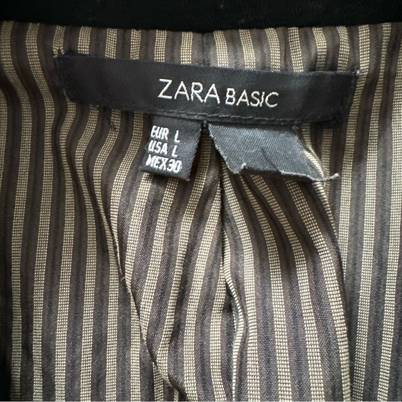 Zara Black Wool Blend Military Coat SZ L - Picture 4 of 7